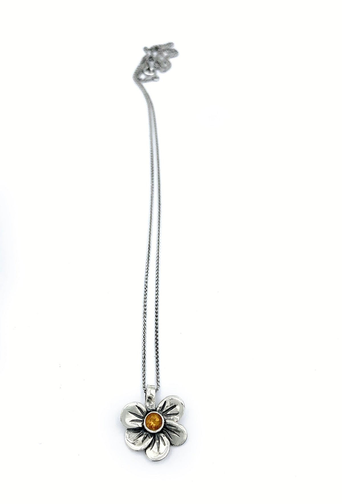 flower pendant silver with citrine gemstone