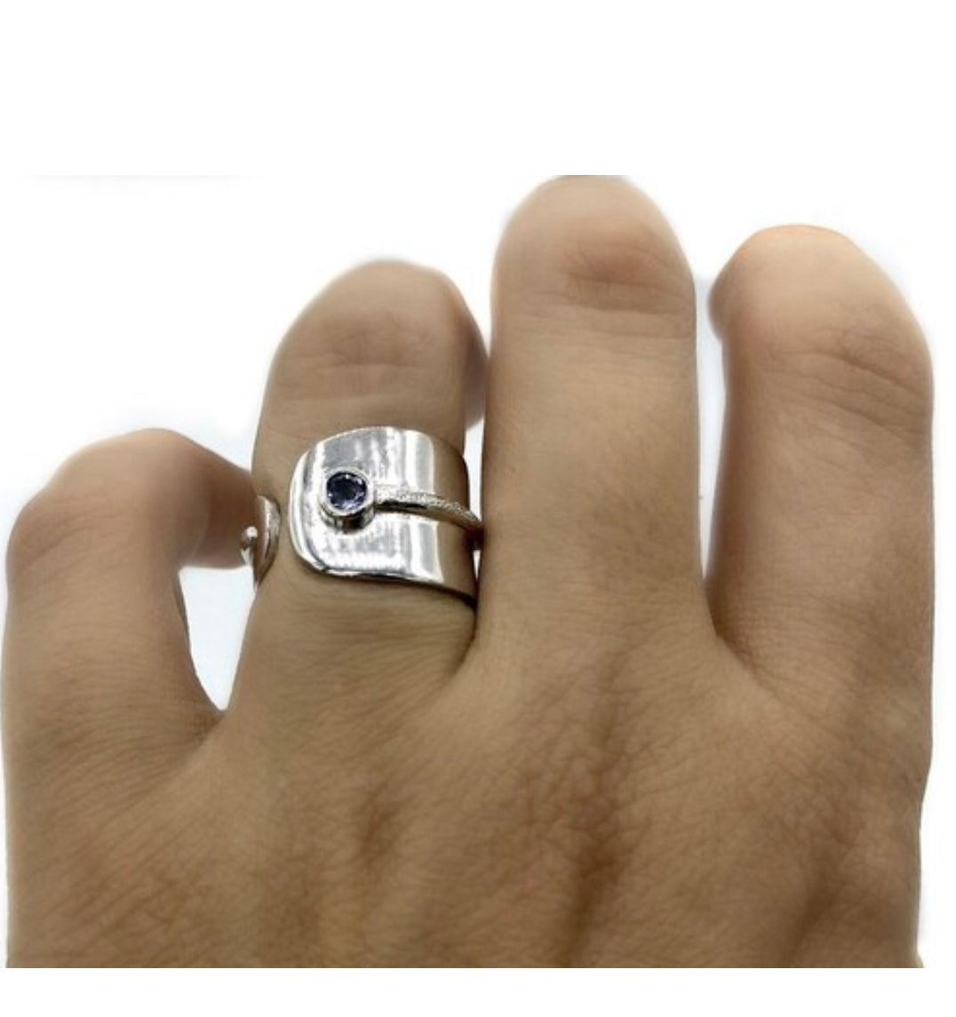 blue iolite silver ring - Santorini ring