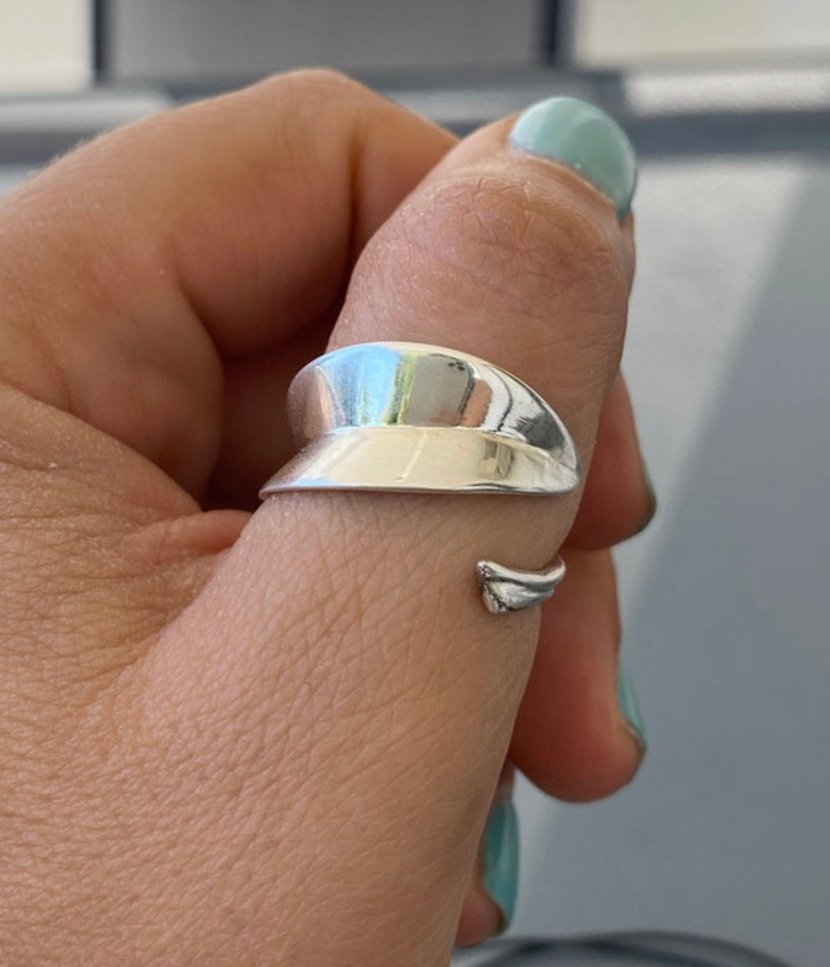 olive leaf ring silver adjustable - greek ring