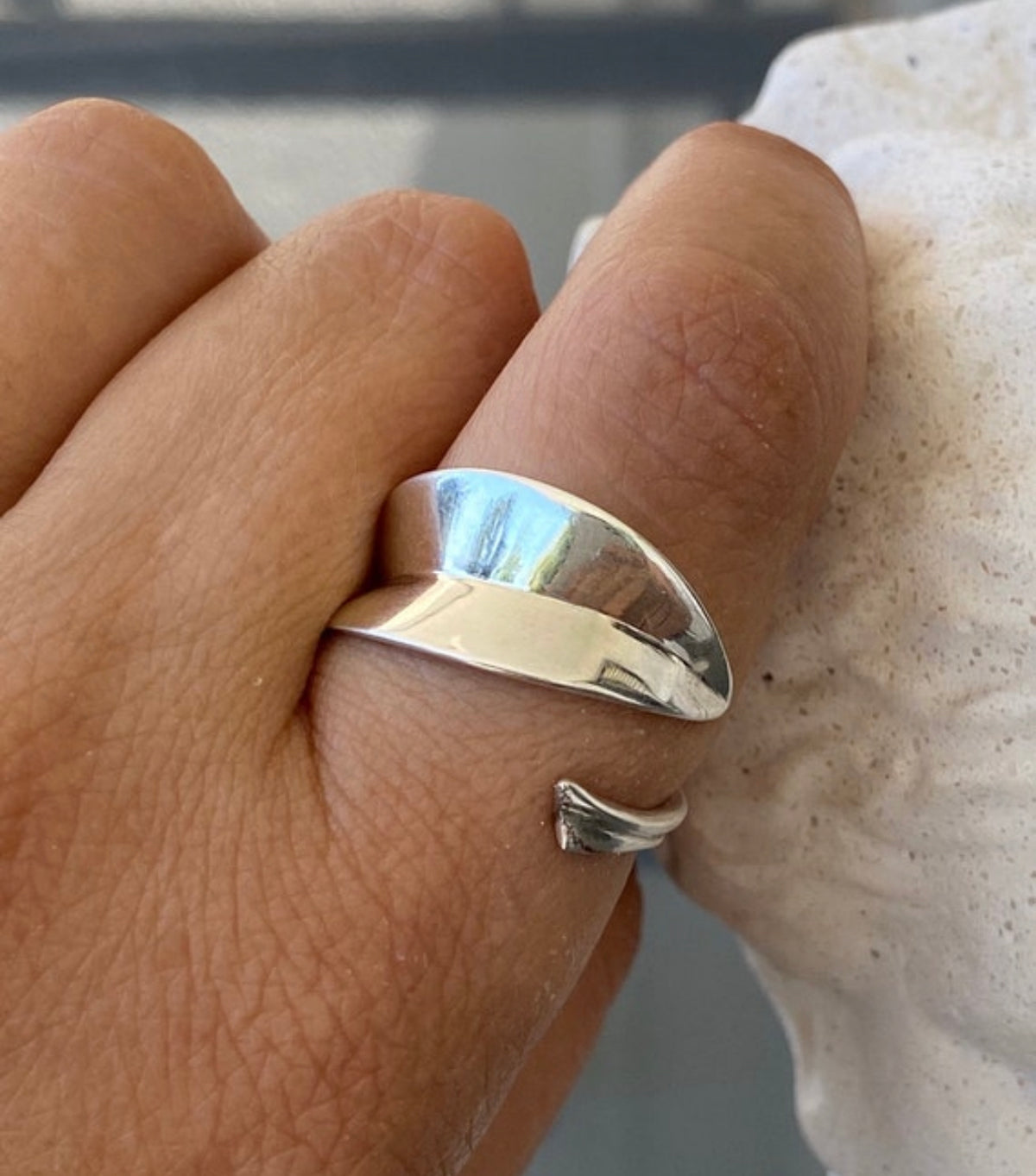 olive leaf ring silver adjustable - greek ring
