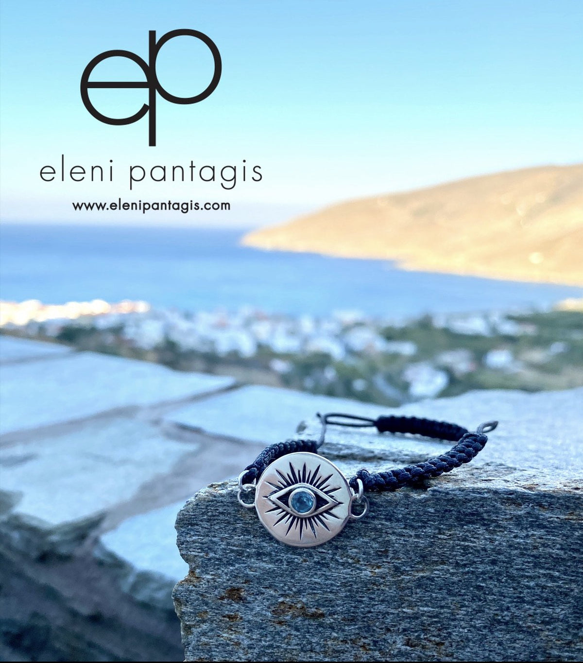 Evil eye bracelet, blue topaz bracelet, evil eye circle bracelet