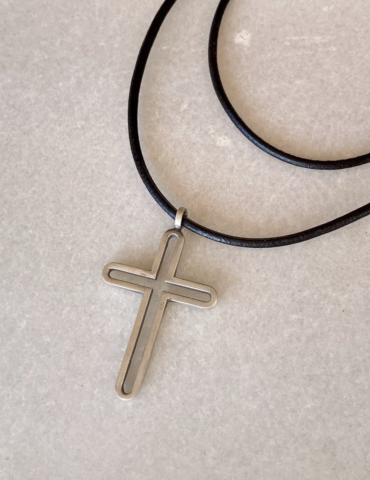 Silver cross necklace, modern silver cross 