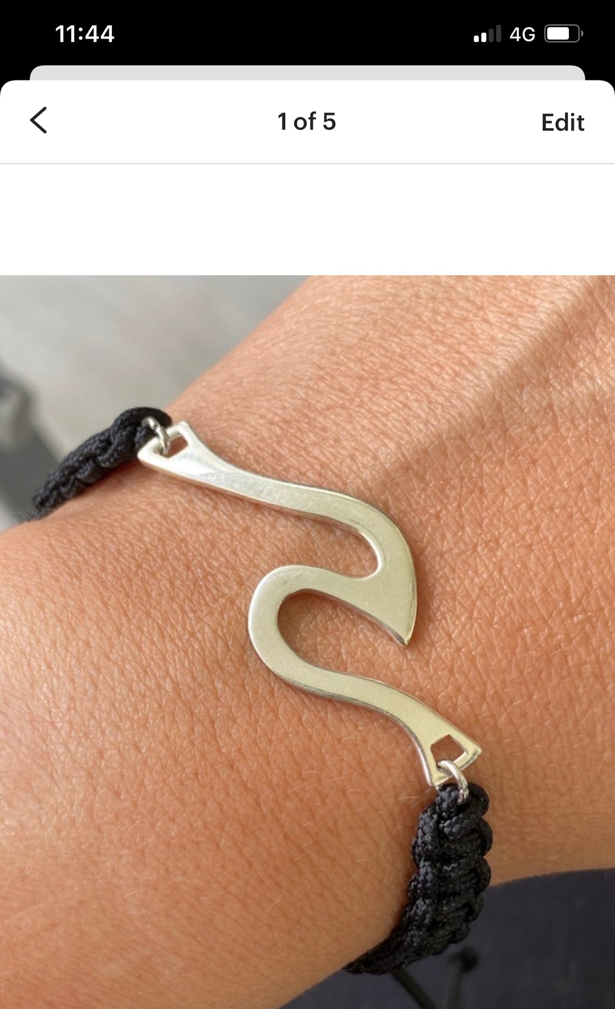 men’s wave bracelet with black macrame