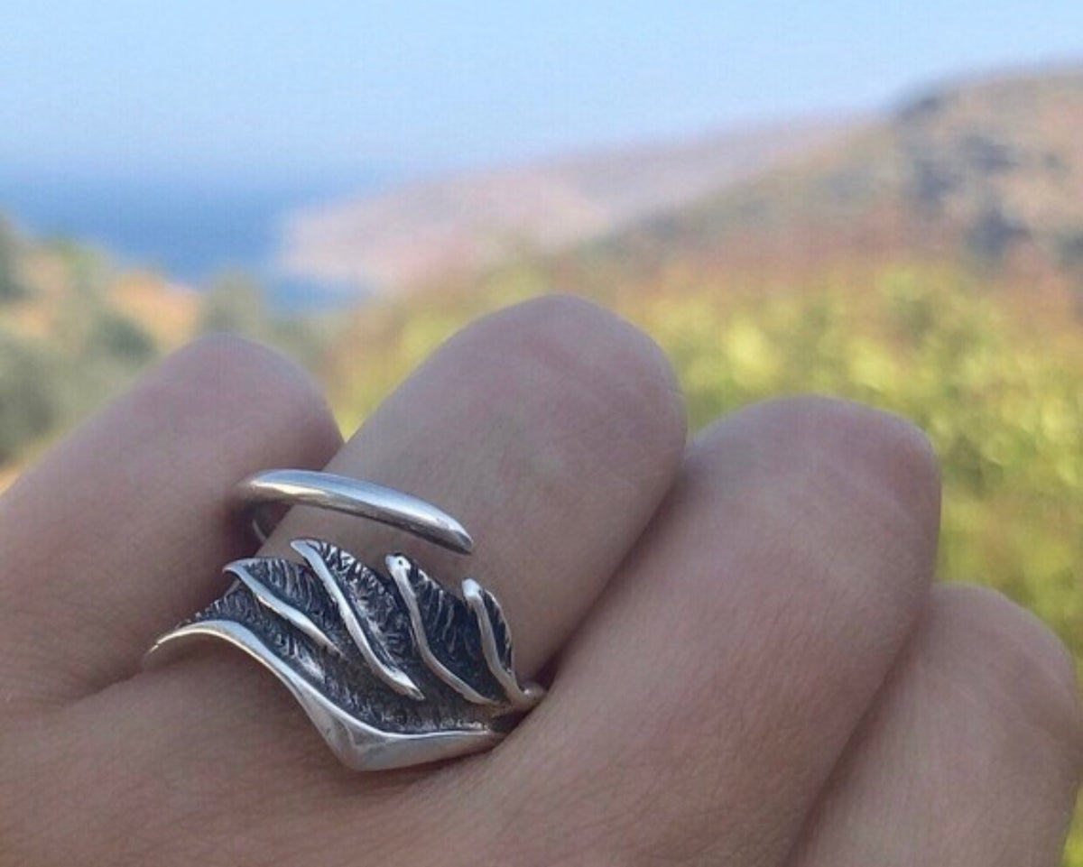 angel wing ring silver