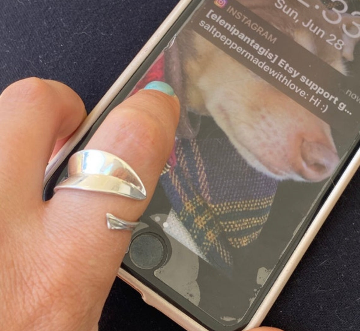 olive leaf ring silver adjustable - greek ring
