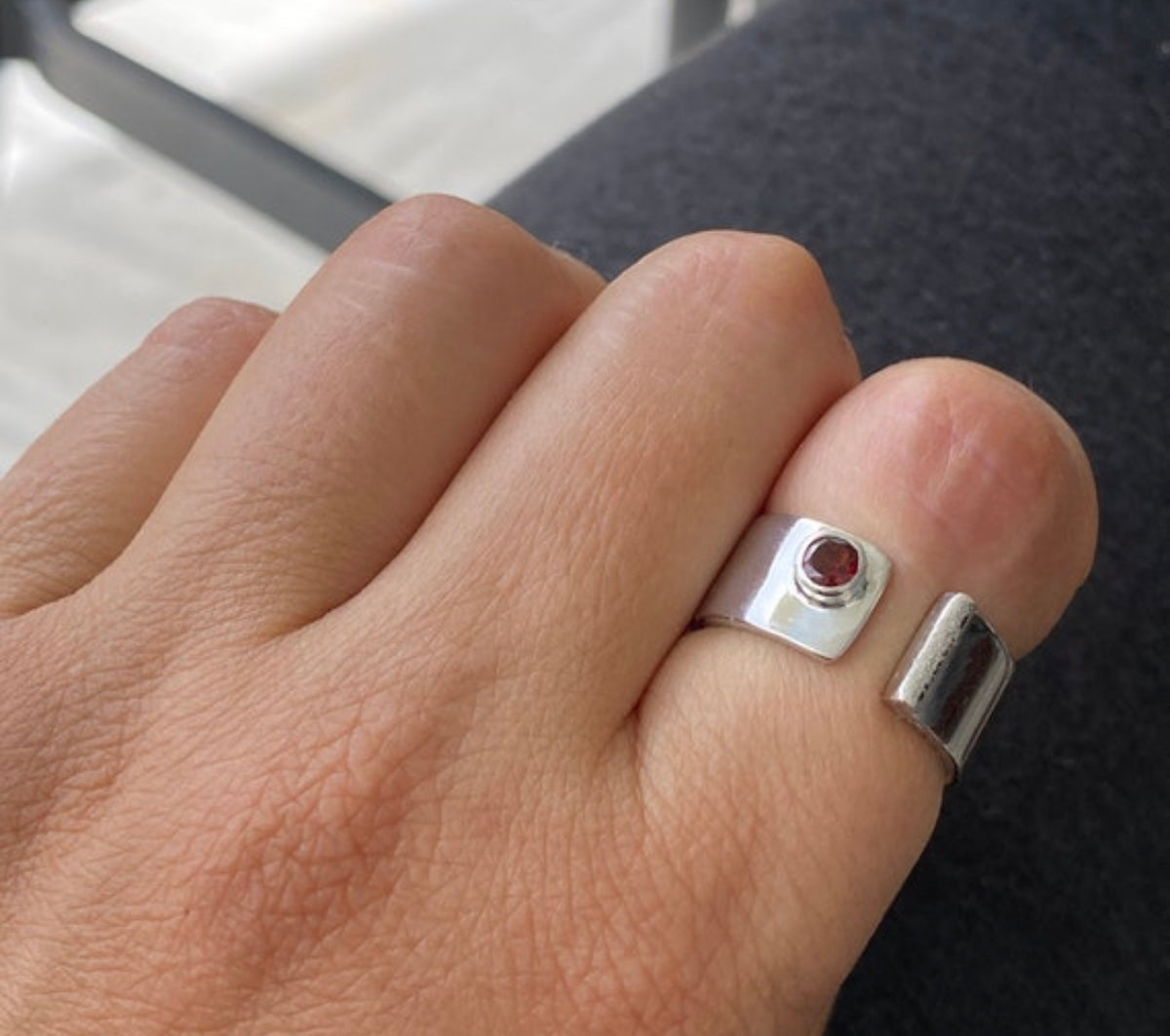 red garnet ring silver, red gemstone ring