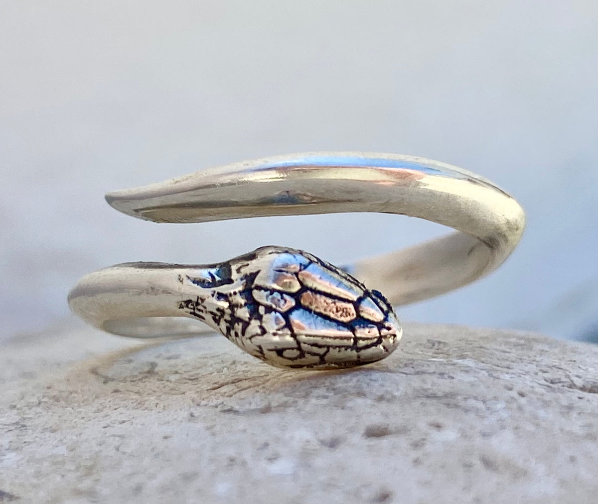 Silver snake ring oxidized