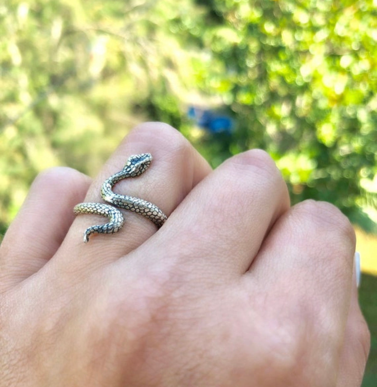 Silver snake ring oxidized