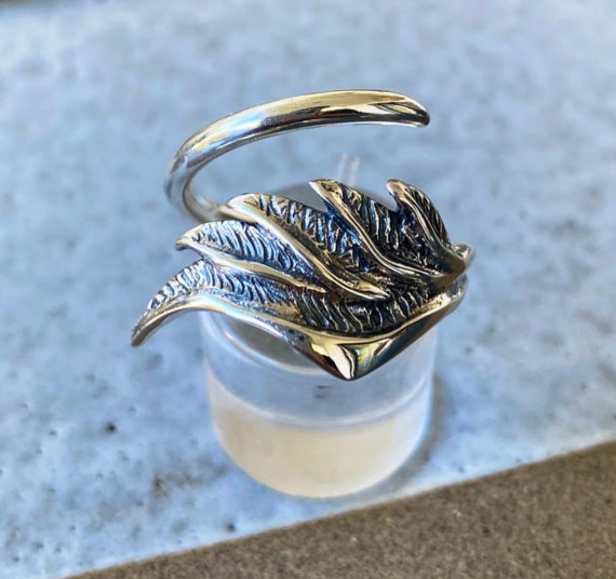 handmade ring, angel wing ring silver
