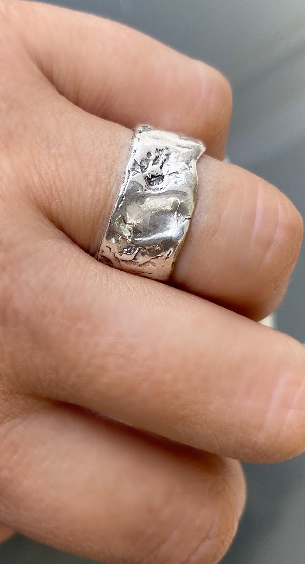 Handmade silver ring, silver thick band, chunky silver ring