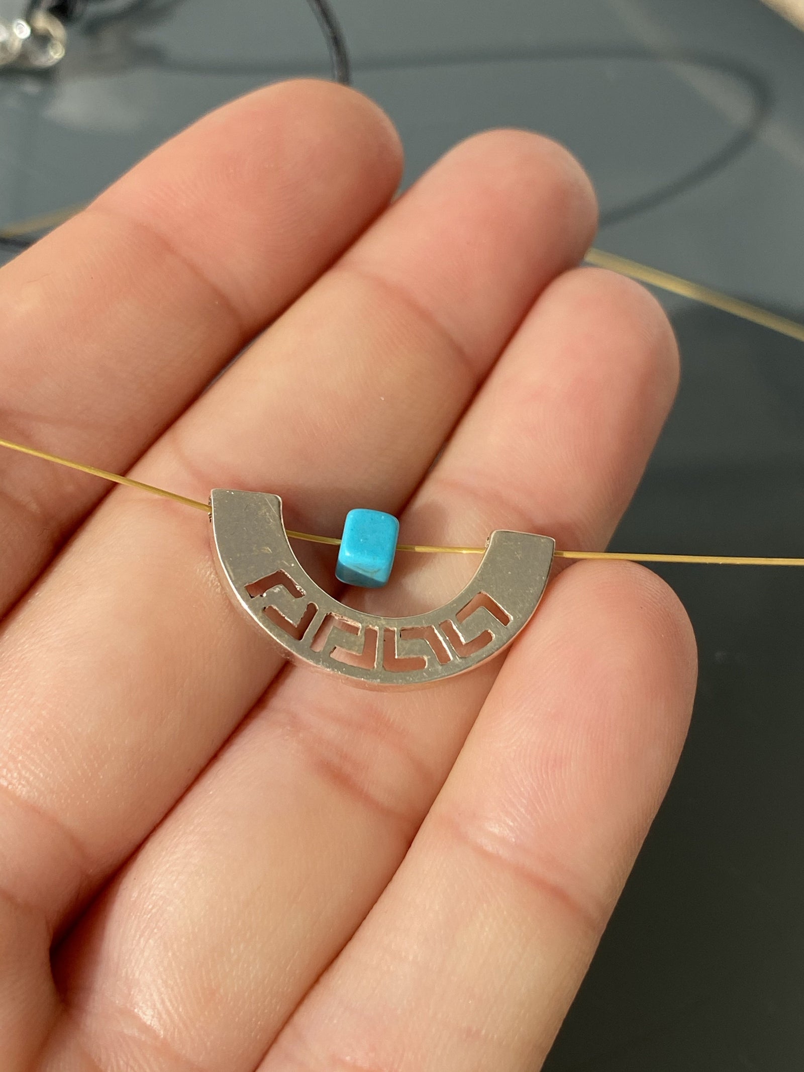 greek key dainty necklace