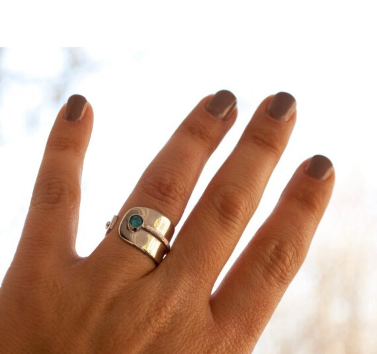 blue topaz silver ring - Santorini ring