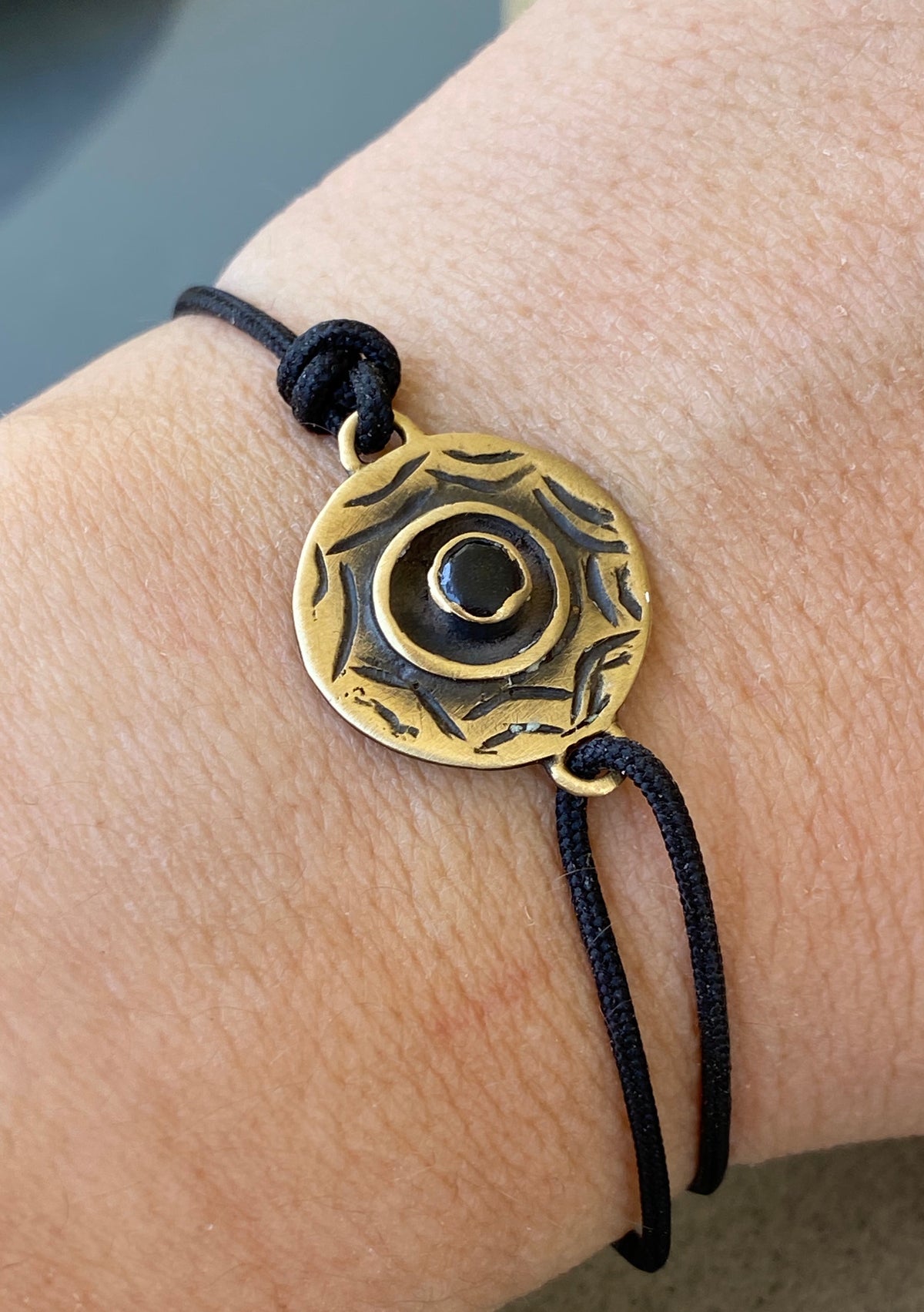 evil eye bracelet with black gemstone