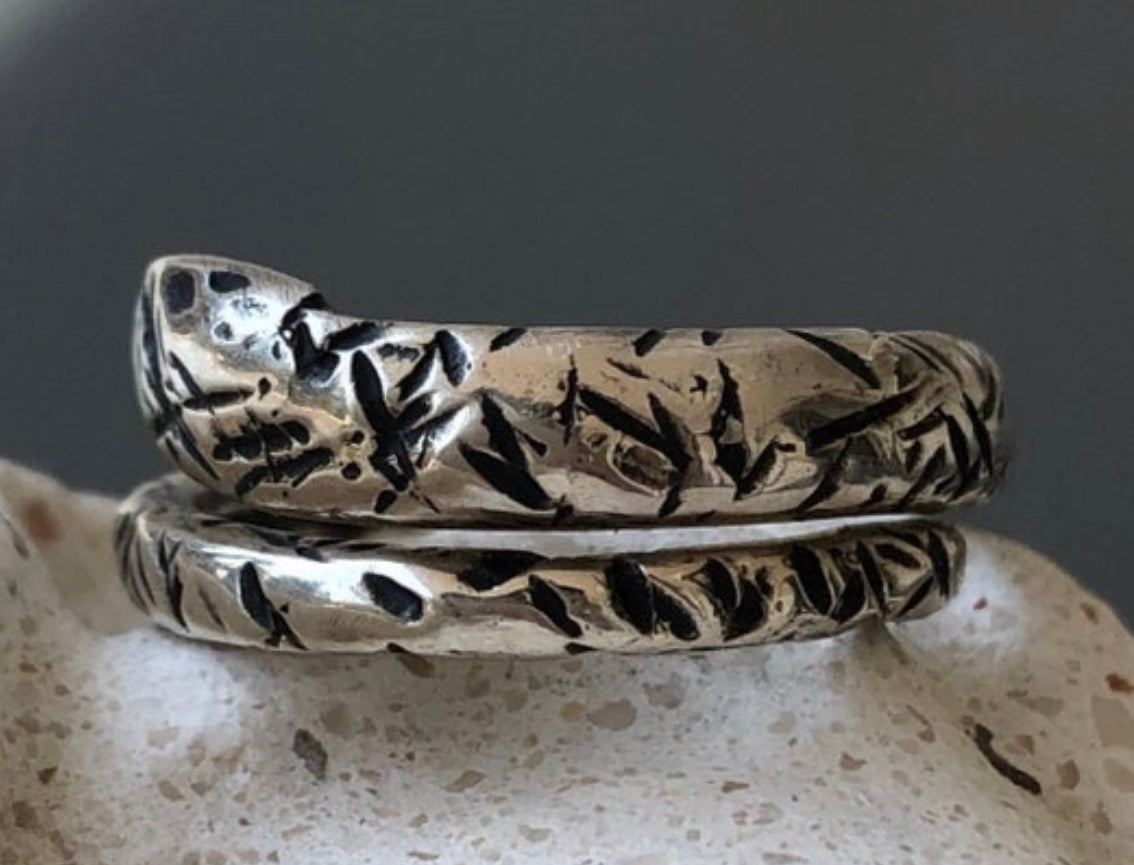 silver handmade textured ring
