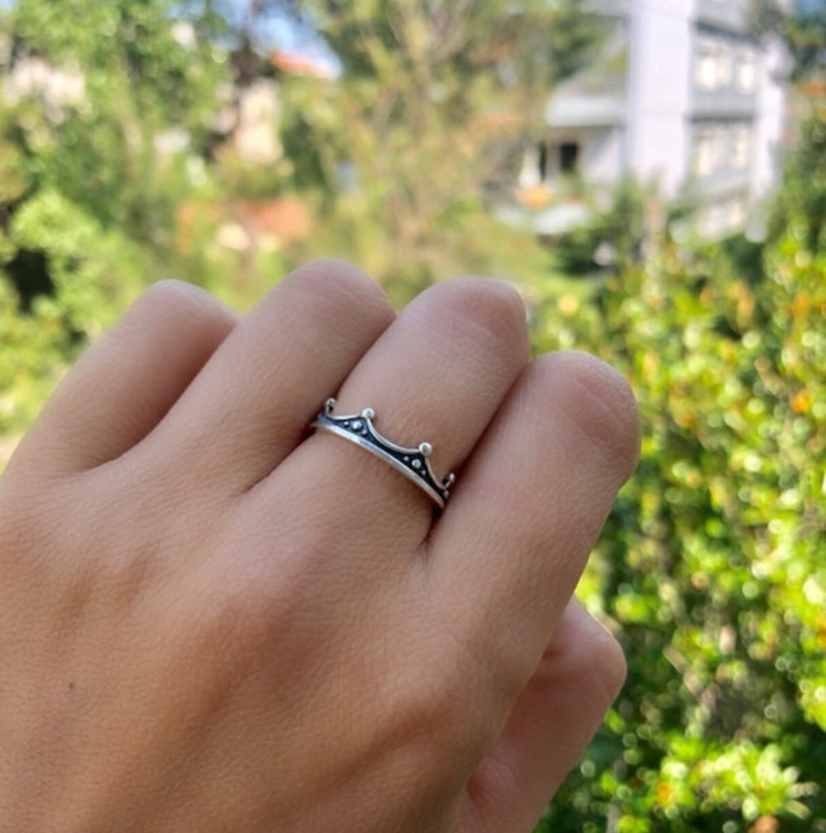 black and silver crown ring, tiny crown ring