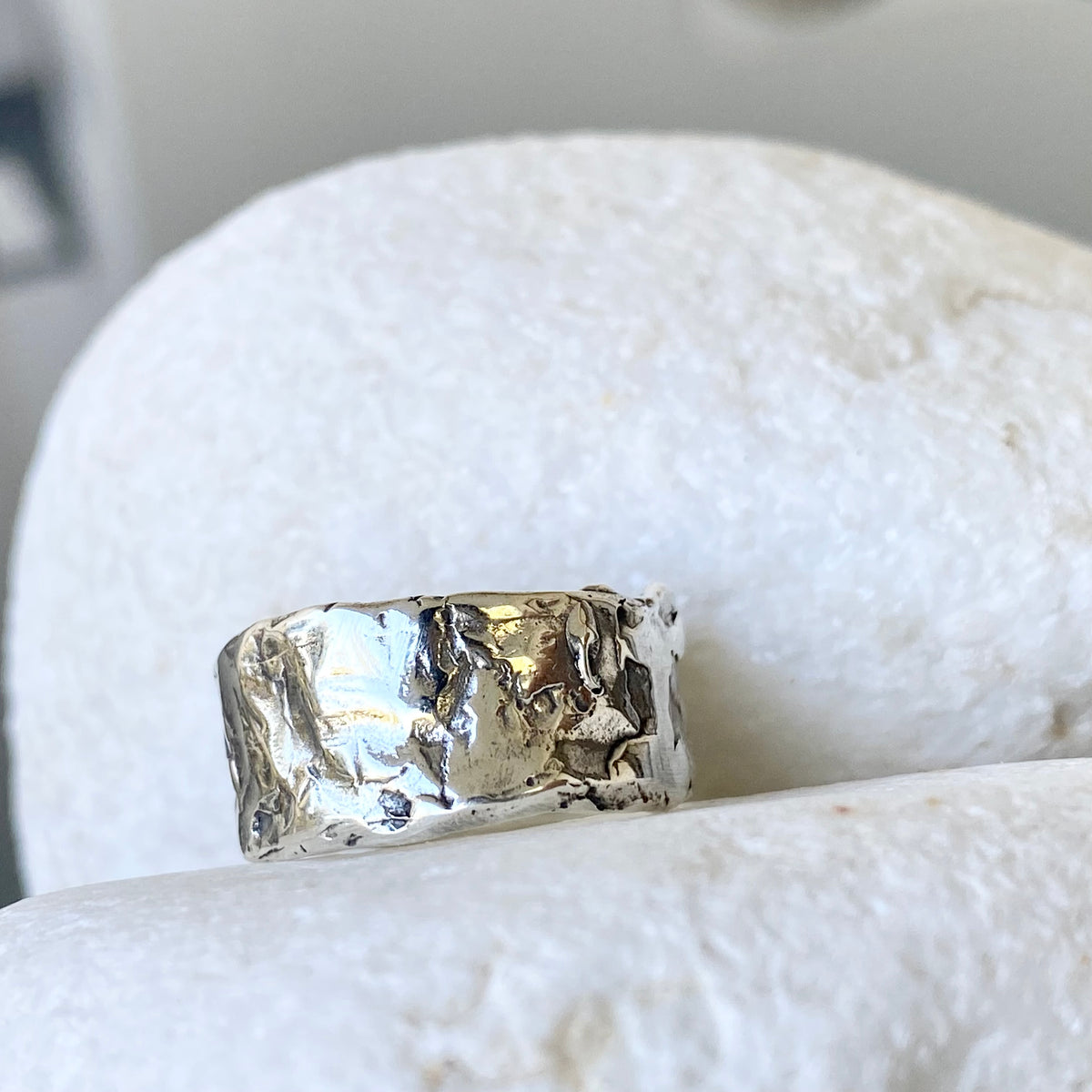 Handmade silver ring, silver thick band, chunky silver ring