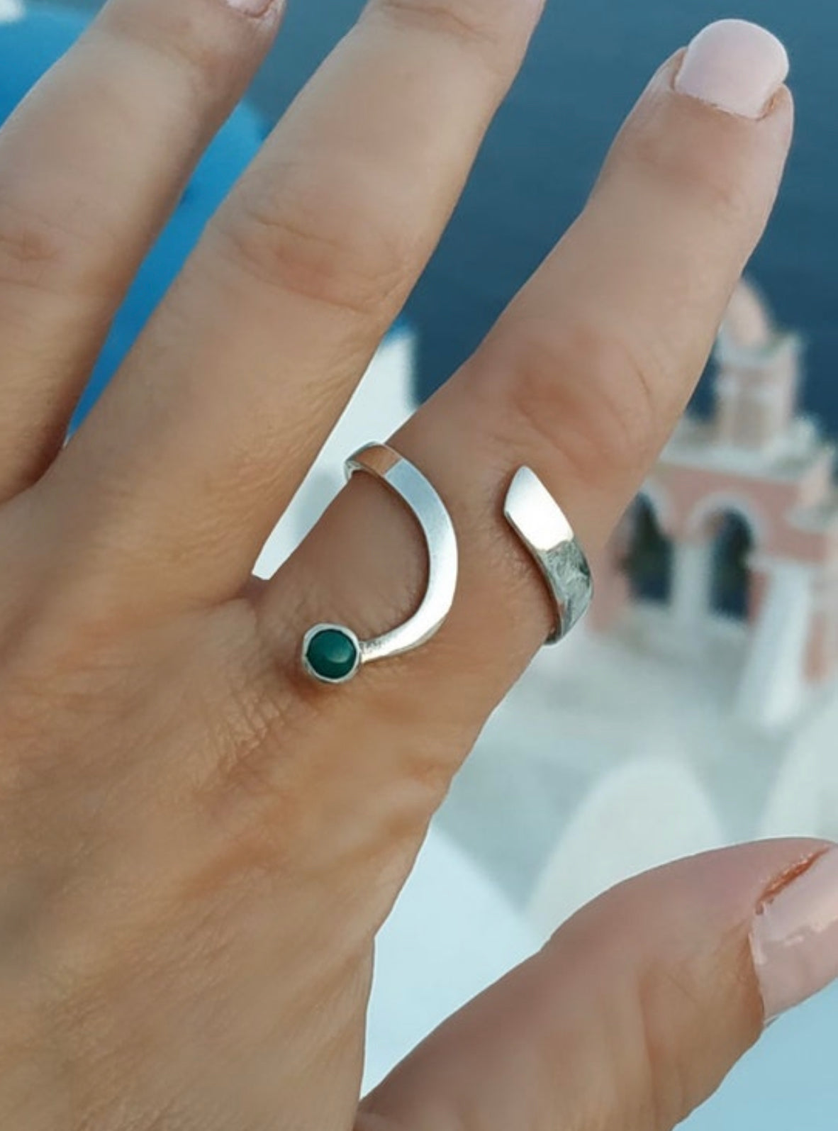 turquoise silver ring open ring adjustable