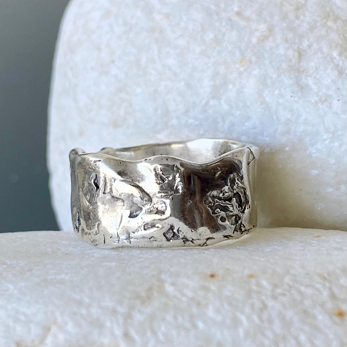Handmade silver ring, silver thick band, chunky silver ring