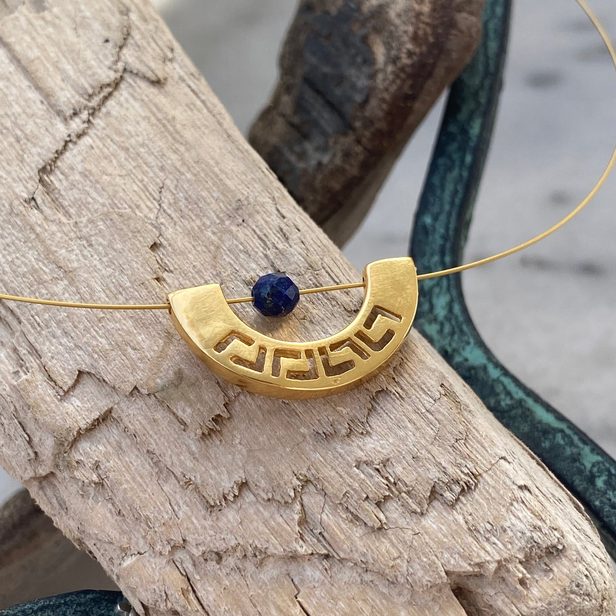 14k Yellow Gold Handmade Greek Key Link Chain Necklace 24