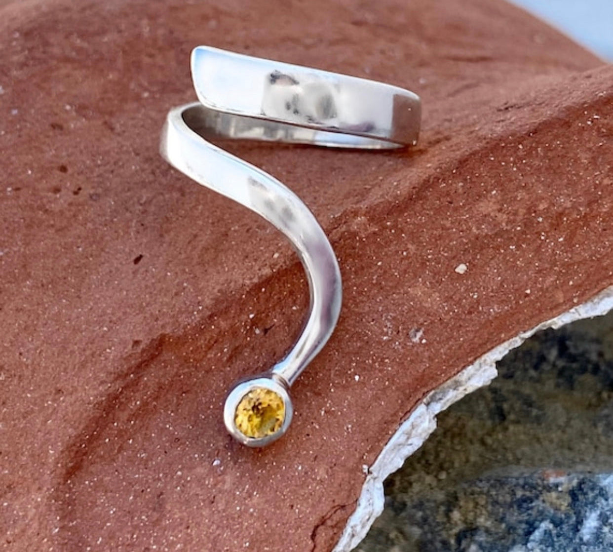 citrine ring silver open silver ring