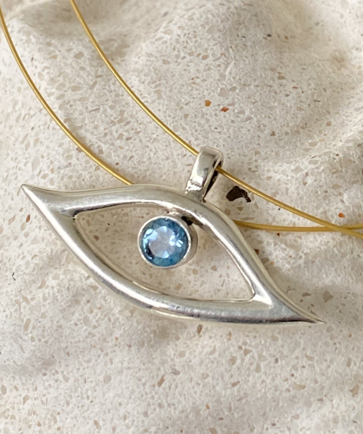 Evil eye necklace, evil eye with blue gemstone jewelry 