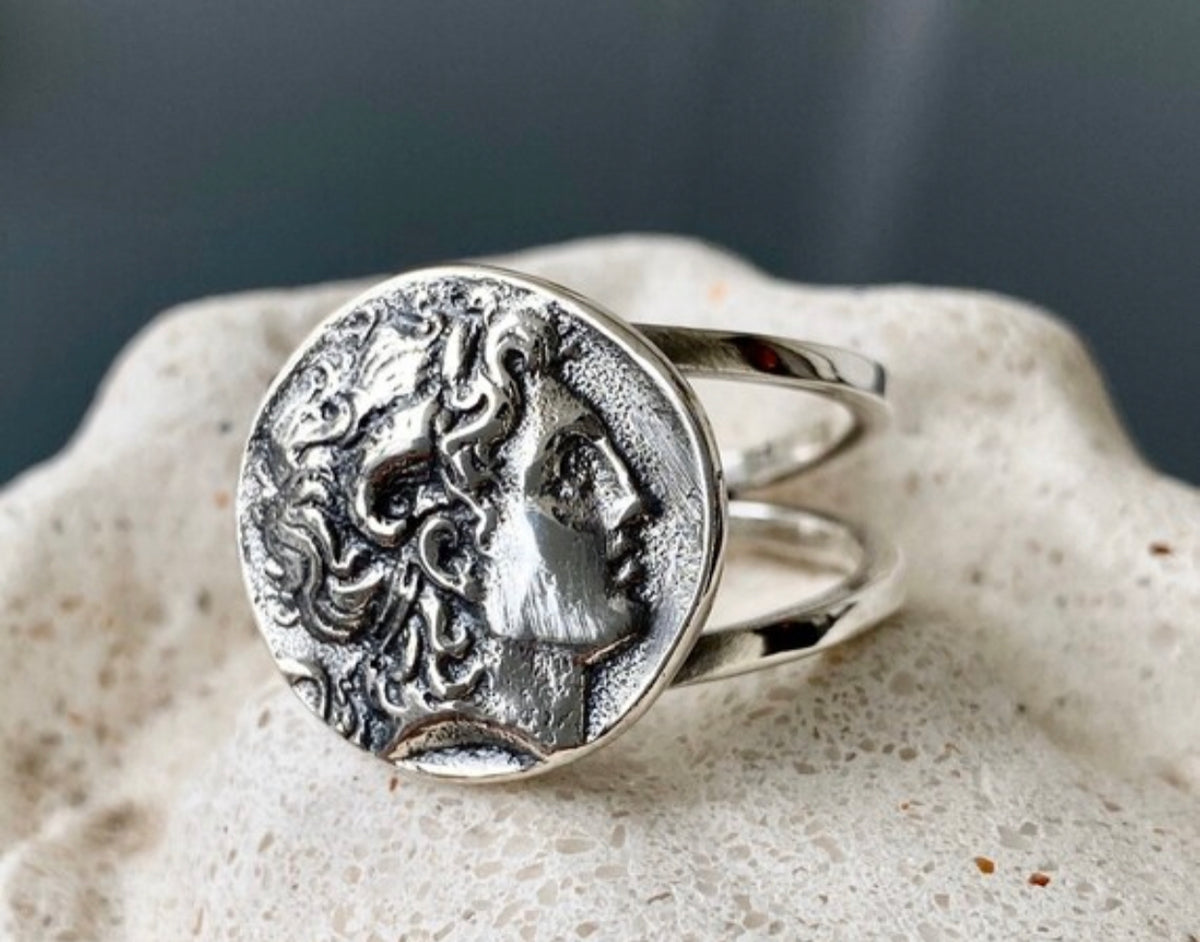 alexander the great ring silver