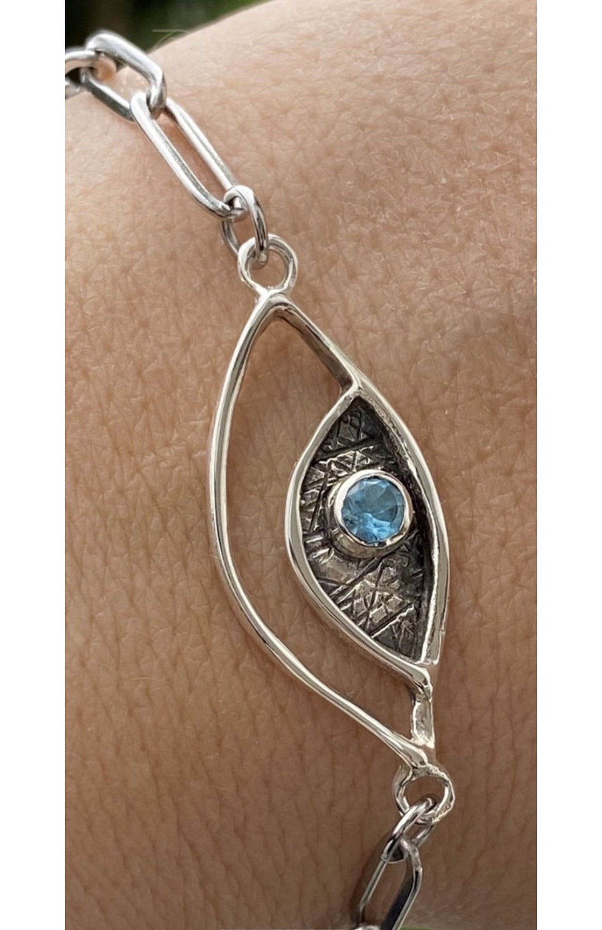 handmade evil eye bracelet blue topaz