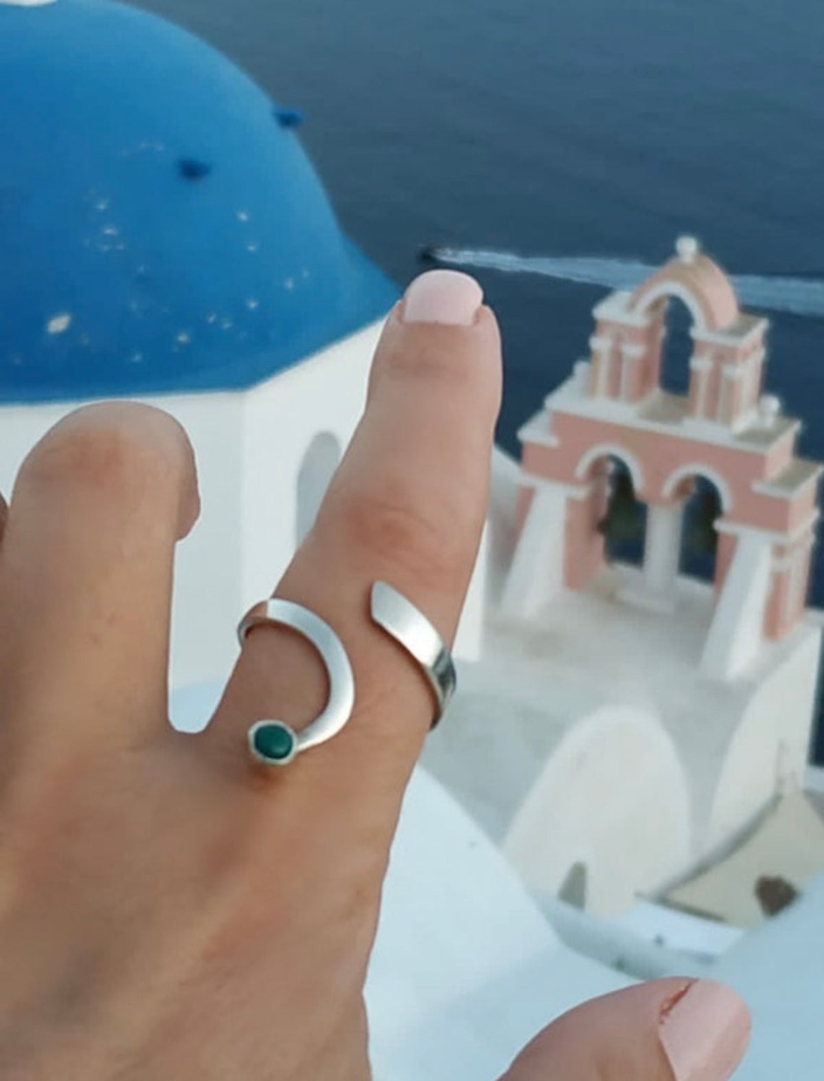 turquoise silver ring open ring adjustable