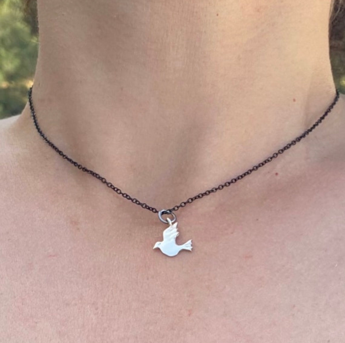 dove necklace silver black 40 cm chain