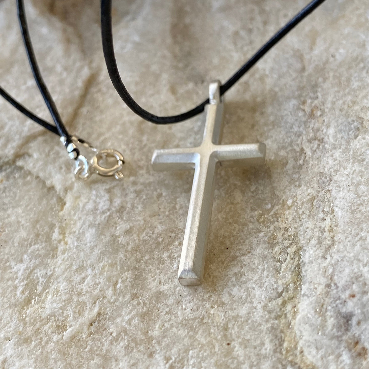 Silver cross necklace modern silver cross
