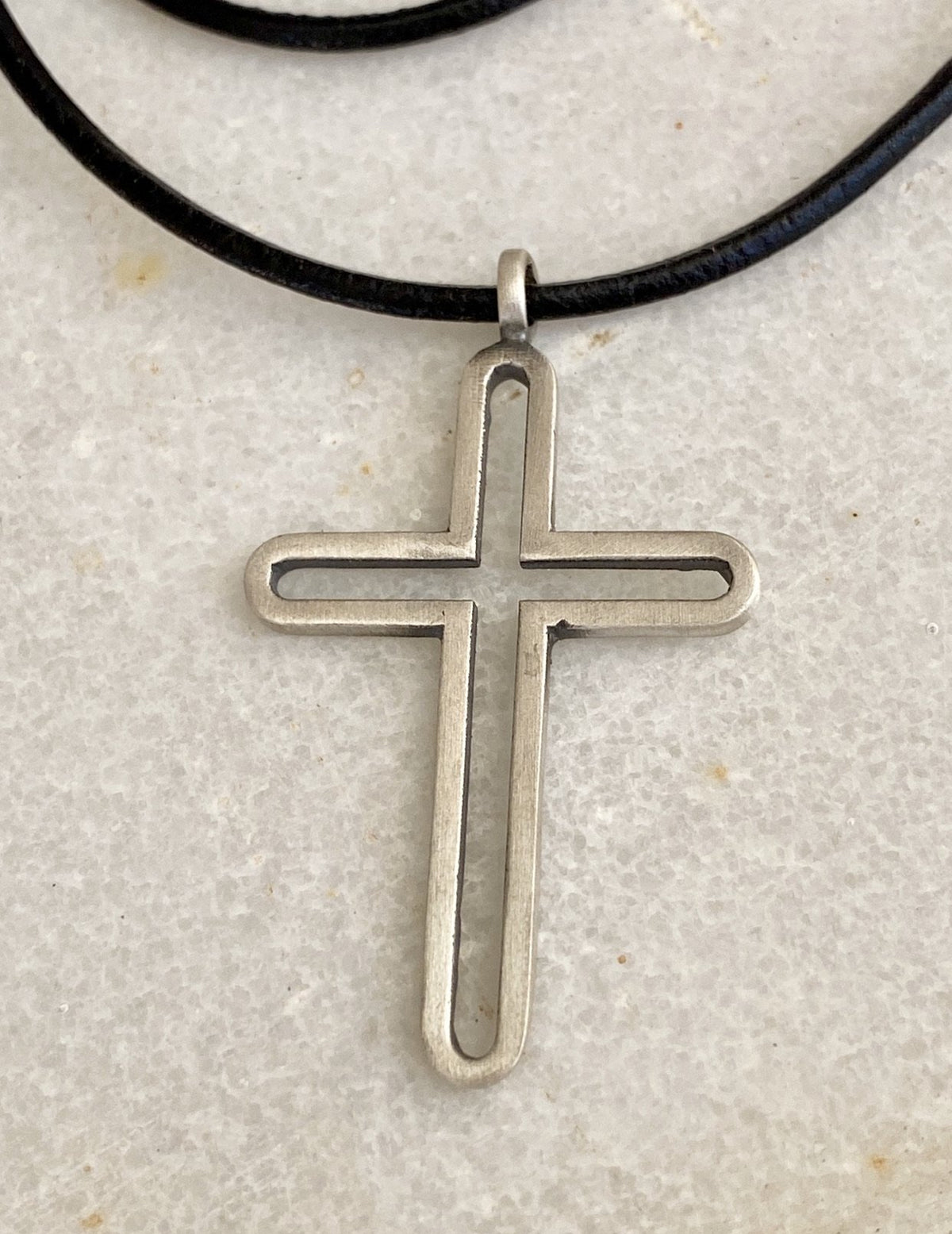 Silver cross necklace, modern silver cross 