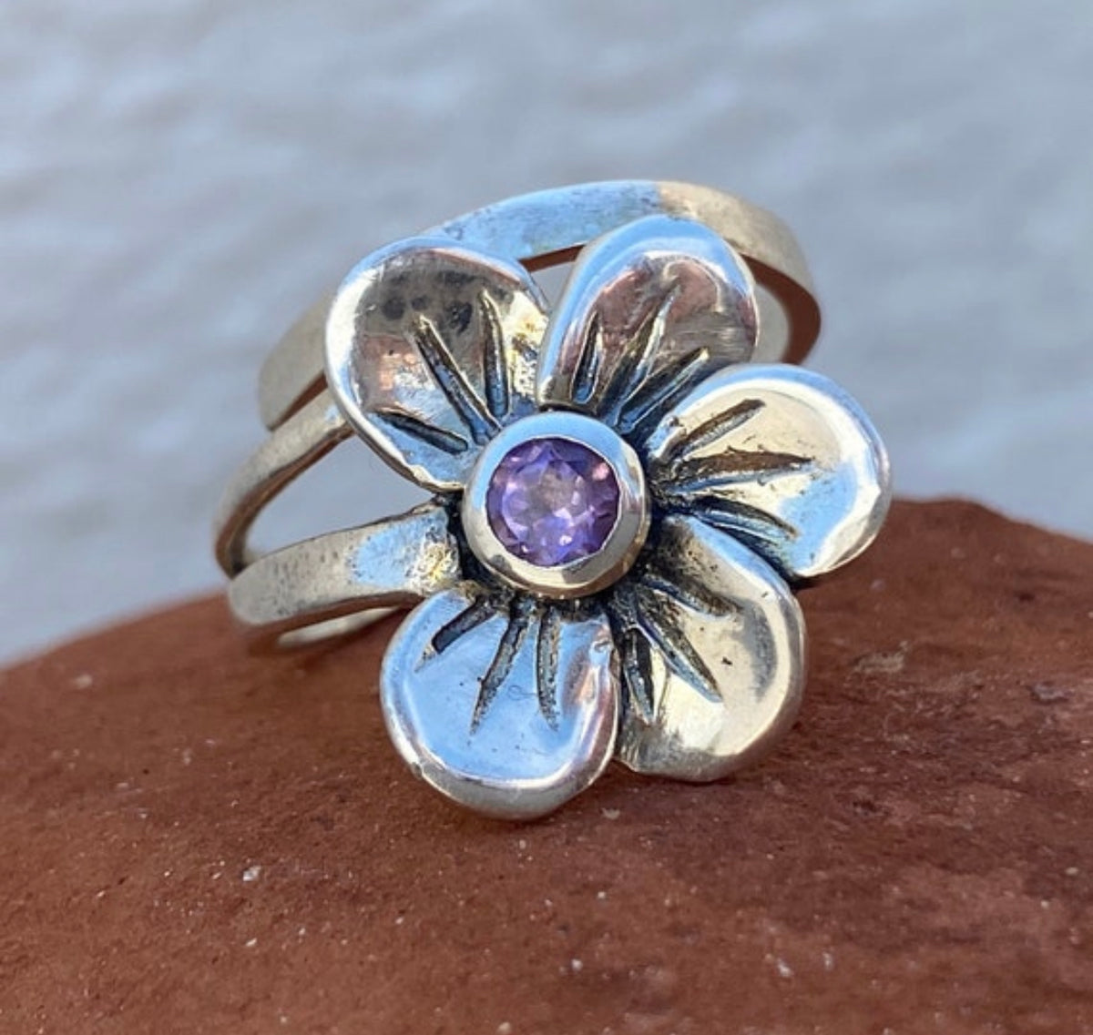 amethyst flower ring