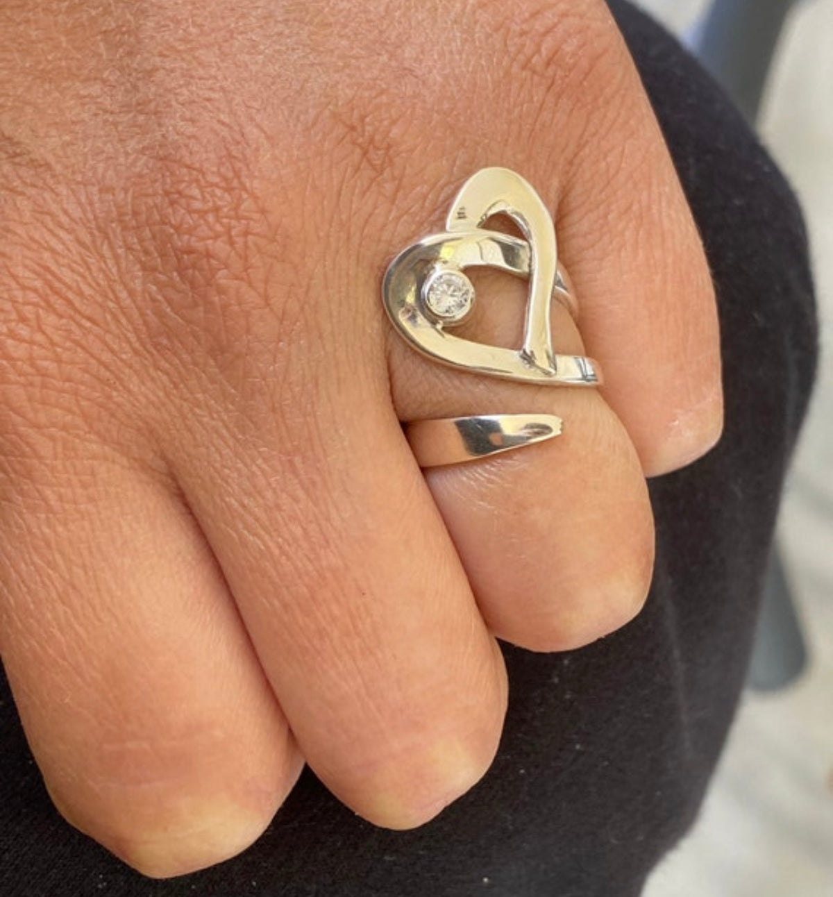 silver heart ring adjustable