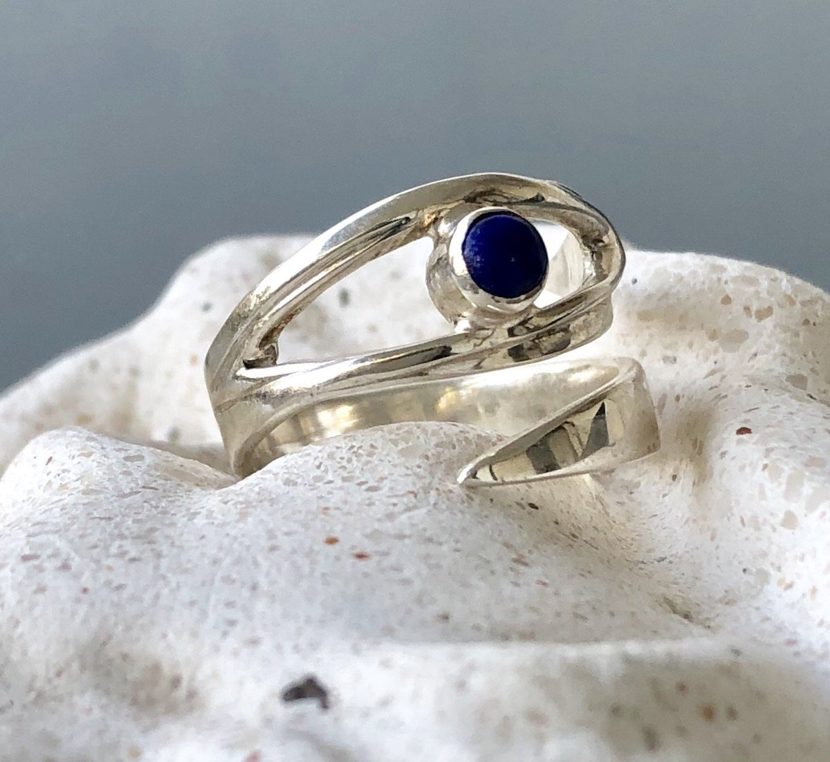 blue lapis silver ring, eye ring, blue stone ring, blue lapis ring 