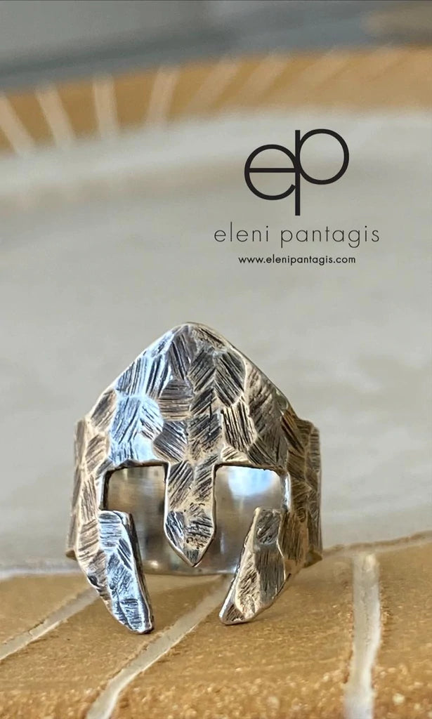 Spartan helmet ring, spartan ring, warrior helmet ring silver ring