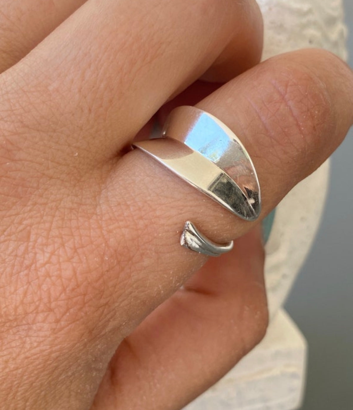 olive leaf ring silver adjustable - greek ring
