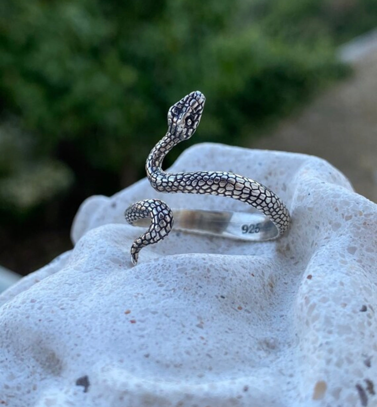 Silver snake ring oxidized