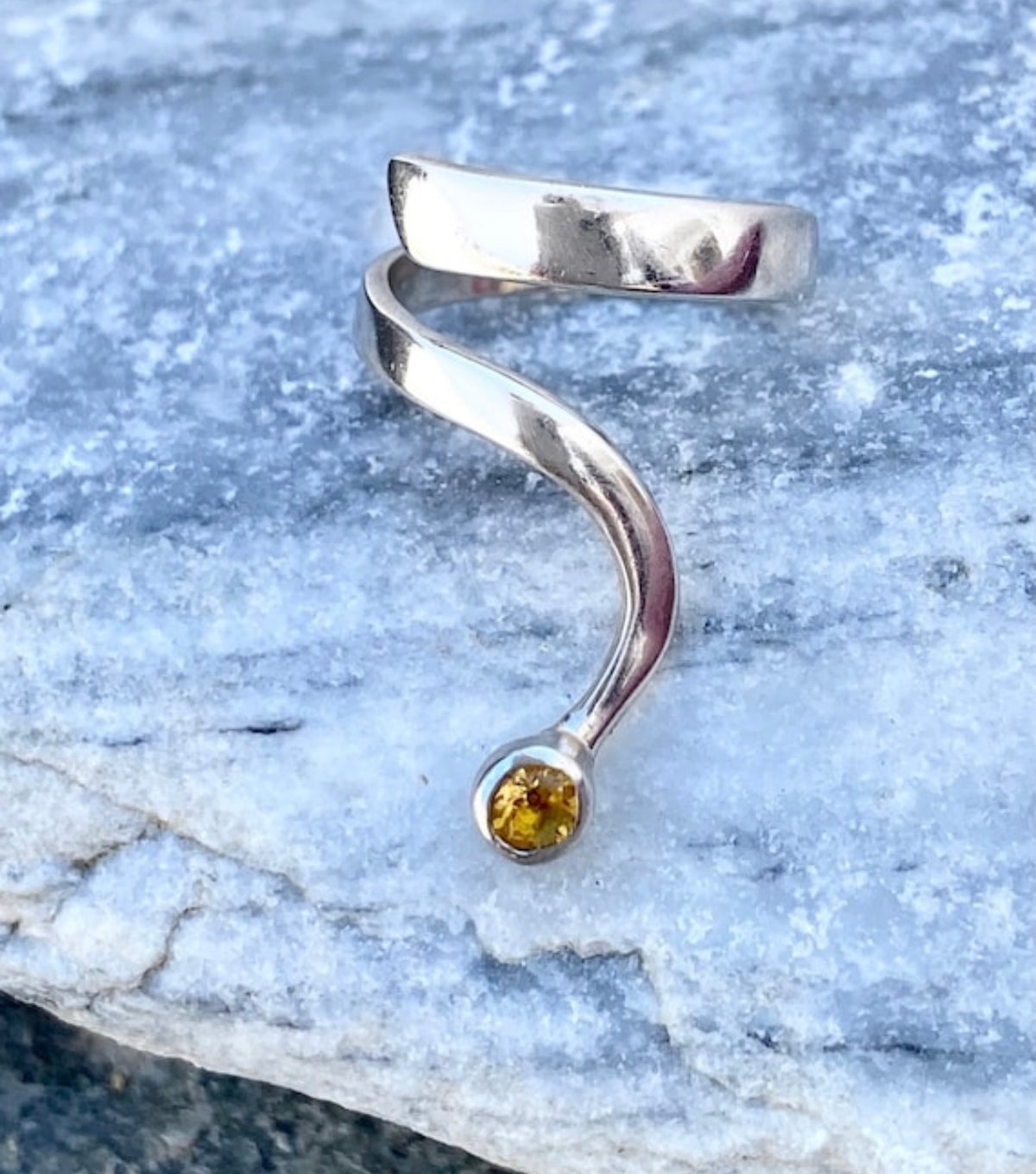citrine ring silver open silver ring