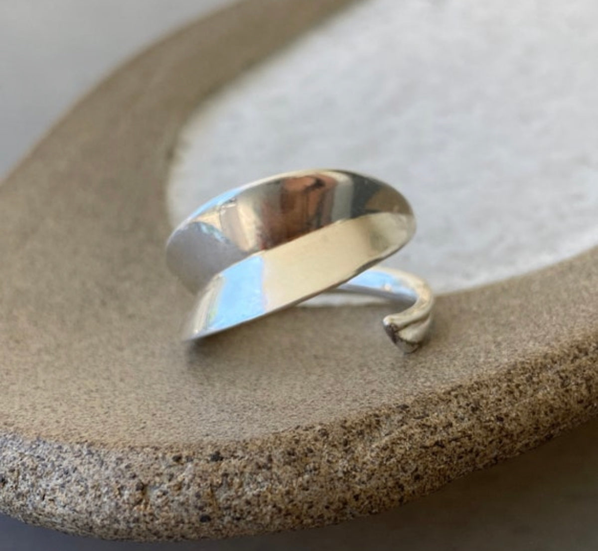 olive leaf ring silver adjustable - greek ring