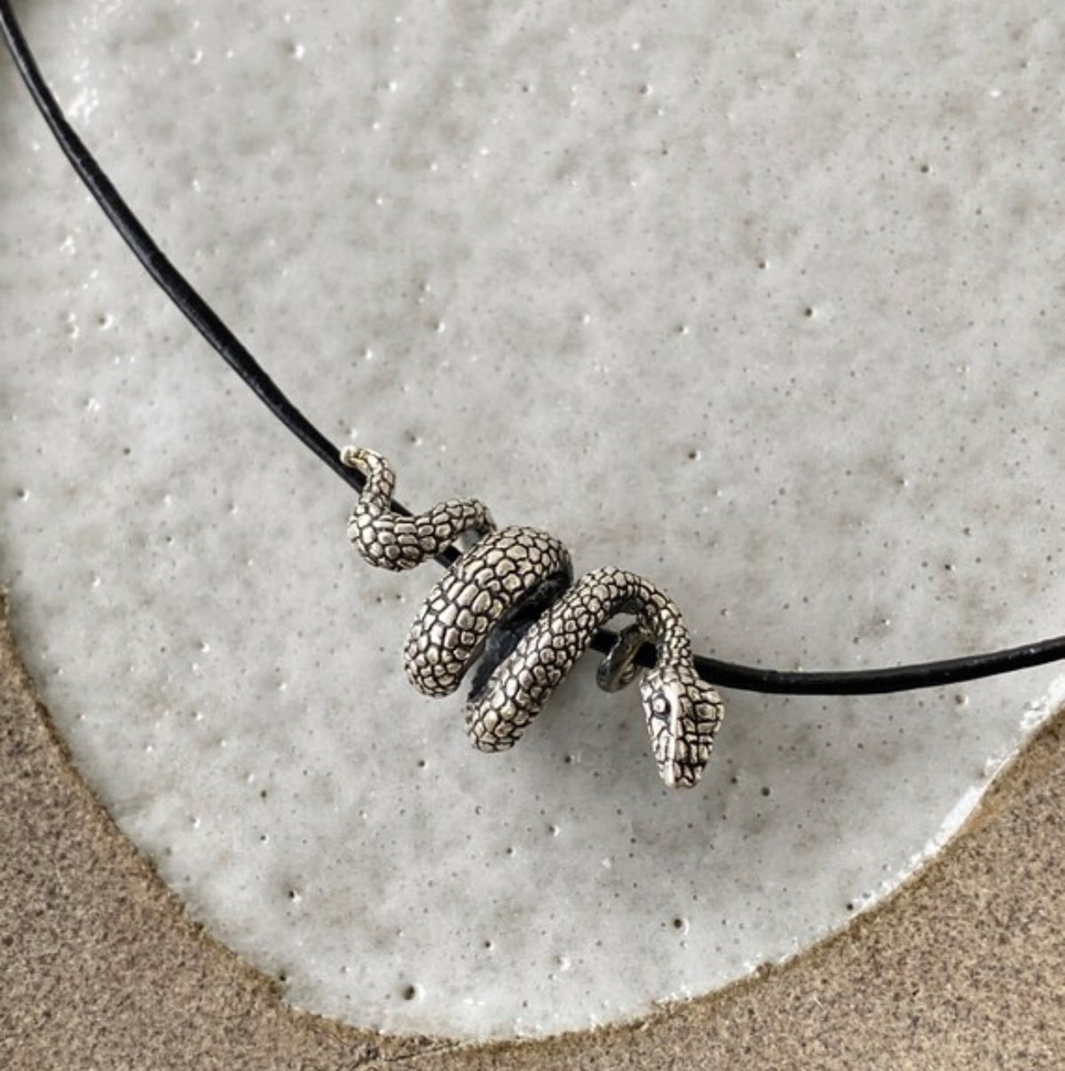 silver snake necklace spiral snake necklace