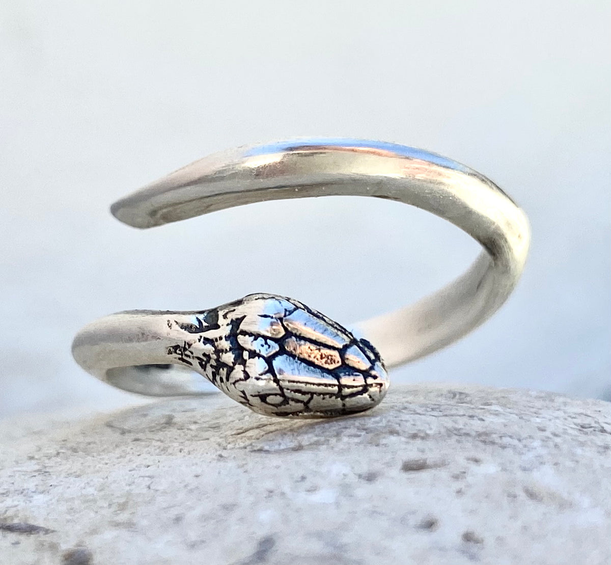 Silver snake ring oxidized