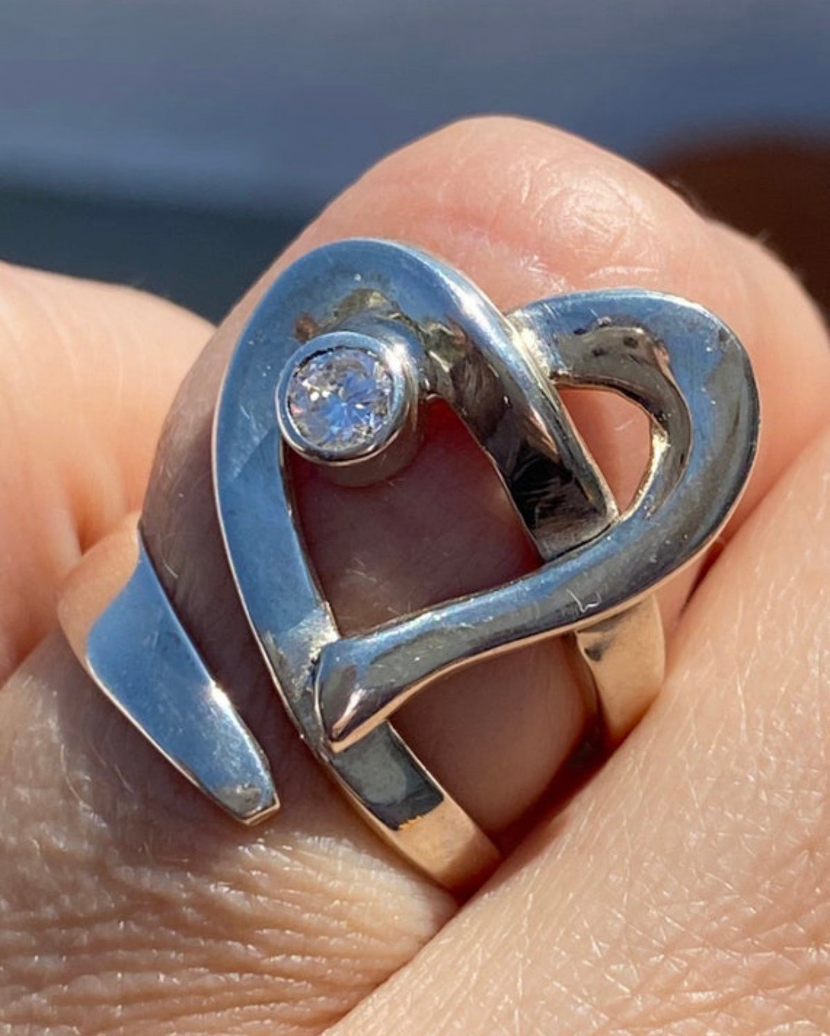 silver heart ring adjustable