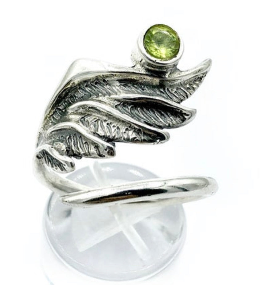 peridot ring angel wing ring