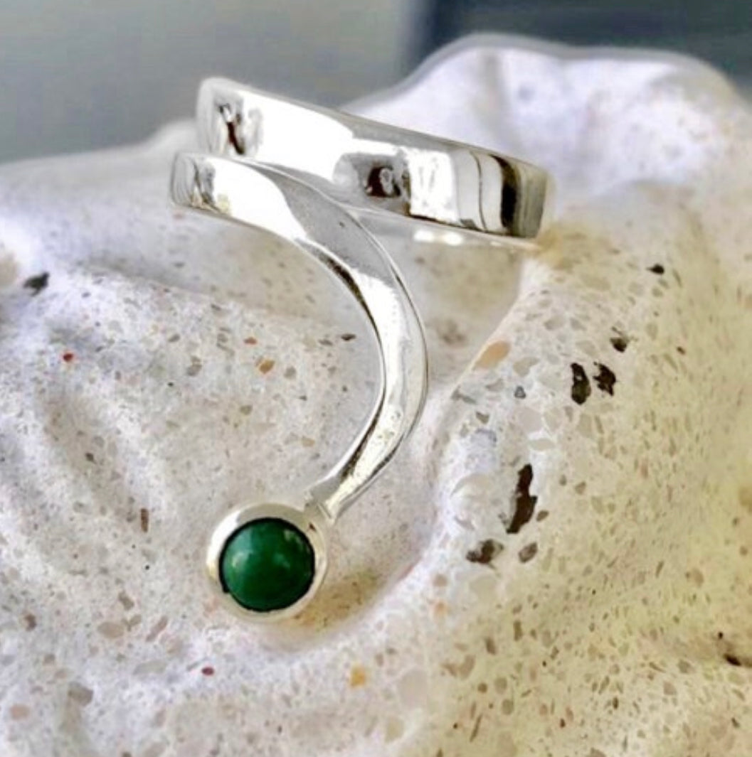 turquoise silver ring open ring adjustable