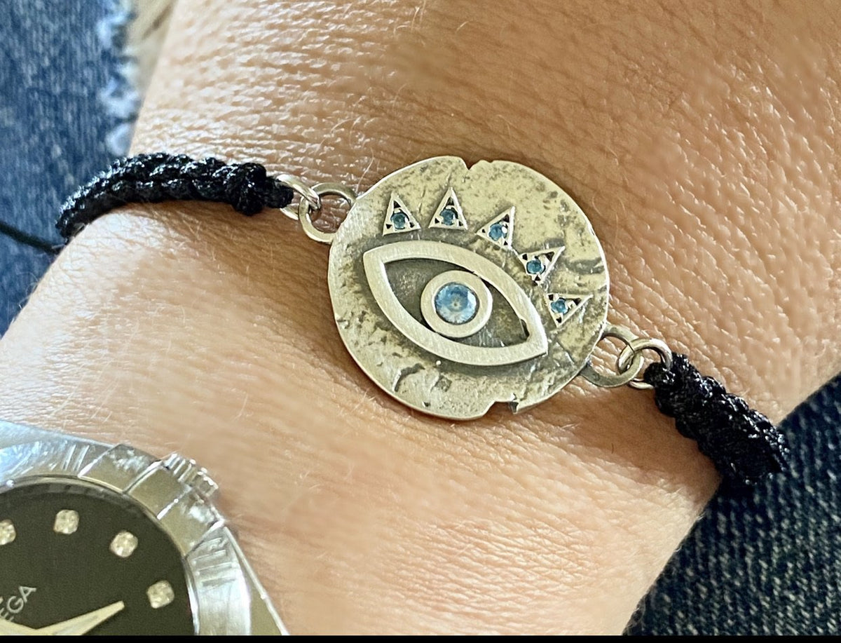 Evil eye bracelet, blue gemstone evil eye bracelet silver 