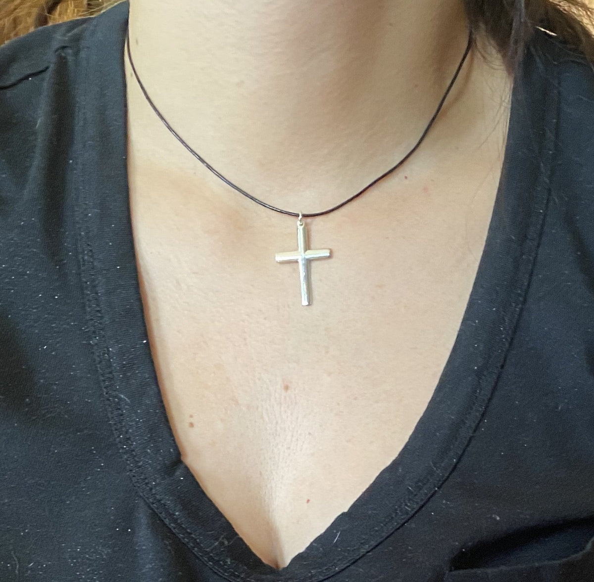 Silver cross necklace modern silver cross 