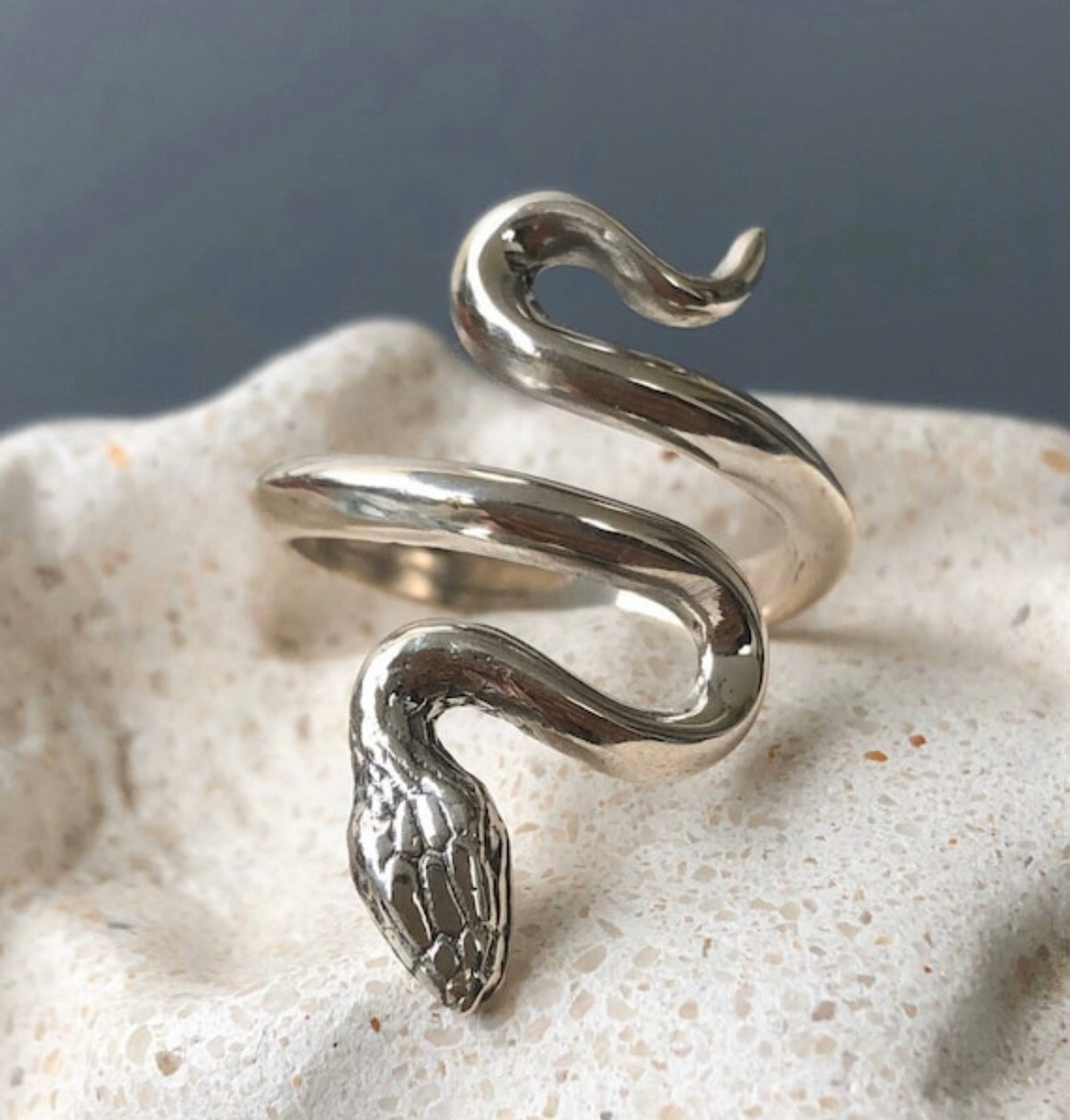 Silver snake ring serpent ring
