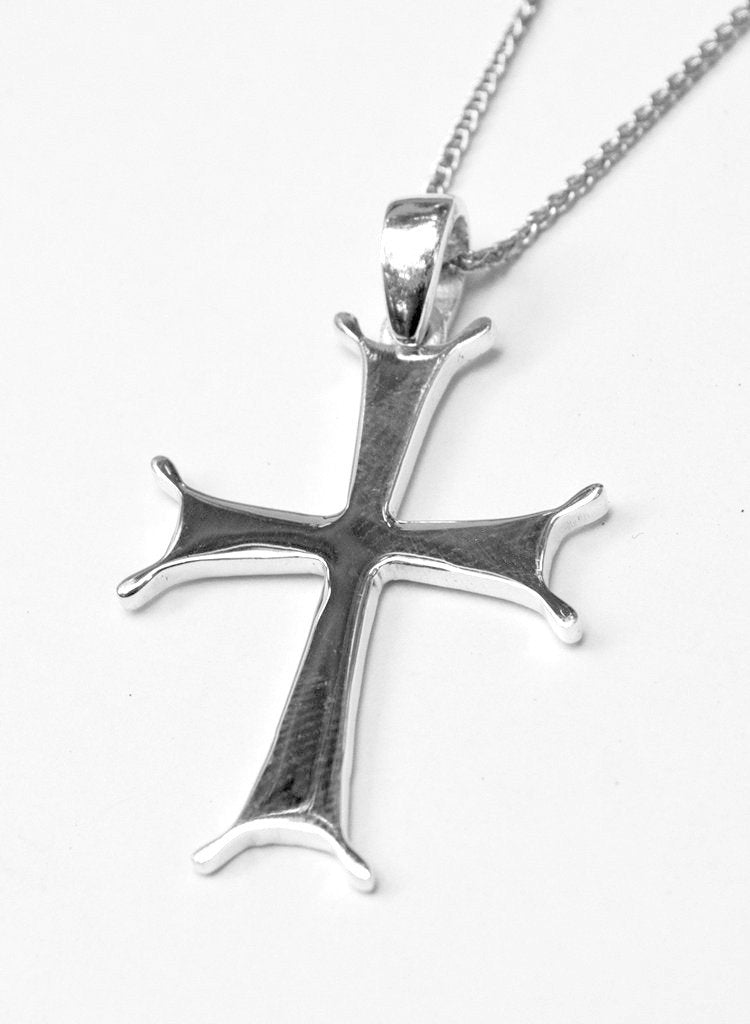 Silver cross pendant, silver cross, Byzantine silver cross 