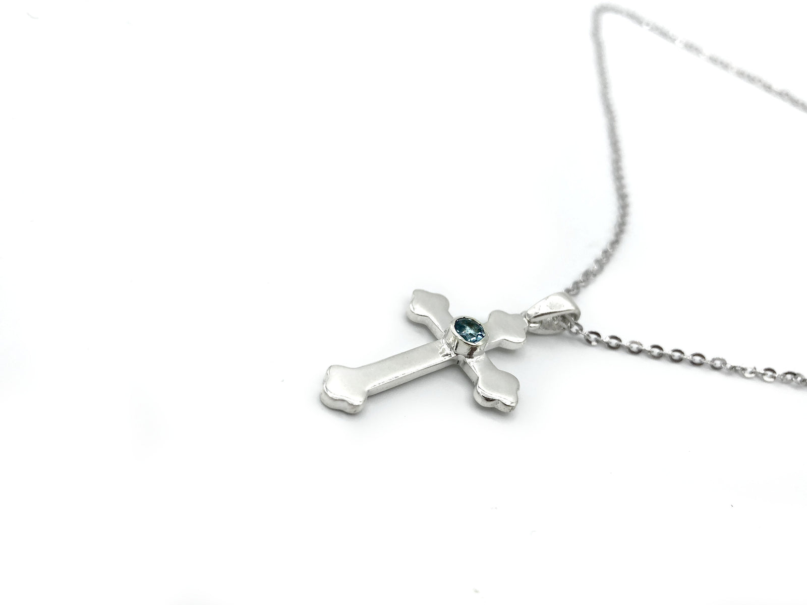 Silver cross blue stone, silver cross, Byzantine silver cross 