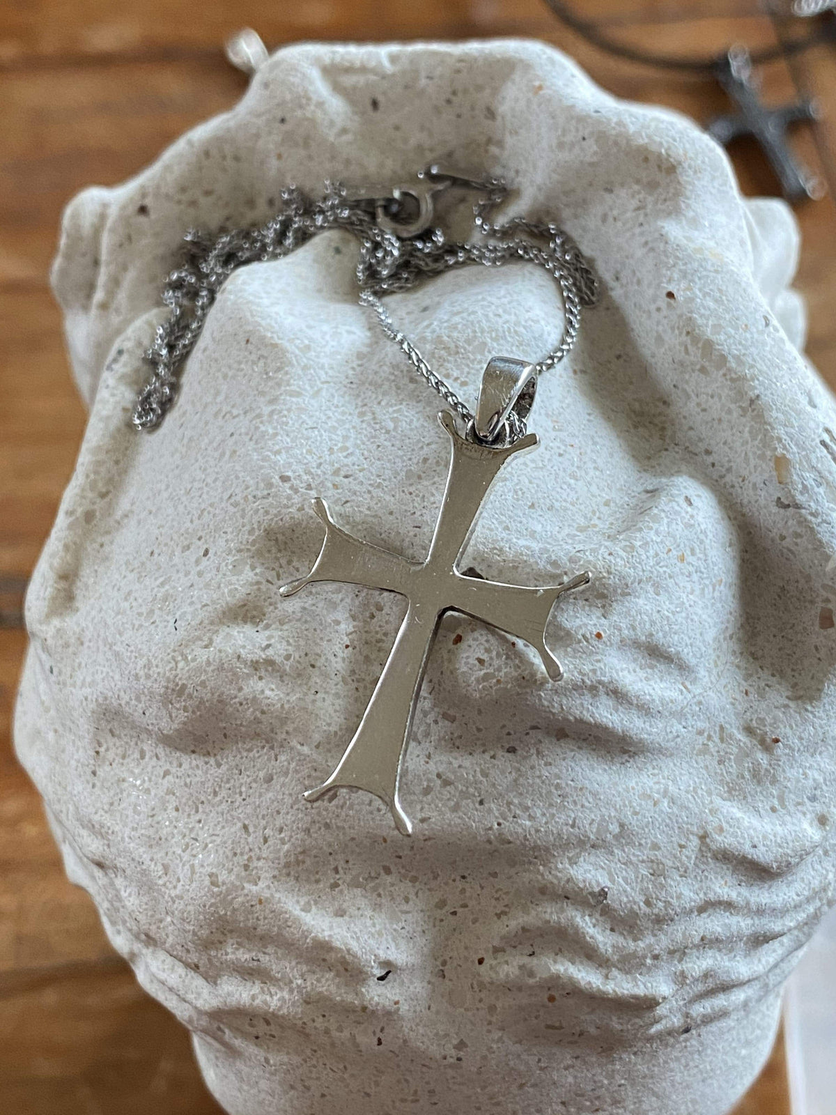 Silver cross pendant, silver cross, Byzantine silver cross 